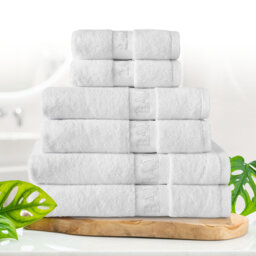 6-Piece Bamboo Cotton Towel Bale Set – Super Soft, Ultra-Absorbent Family Pack Towels with 2 Bath, 2 Hand, 2 Washcloths