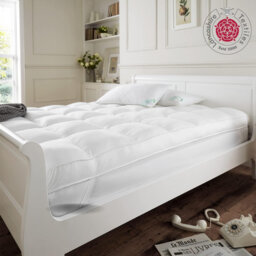 Searce Extra Thick 4 Inch Mattress Topper - Sleep On A Cloud Hollowfibre Filled 100% Cotton Extra Thick Mattress Topper - 230 Thread Soft Mattress Top
