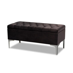 Modena Wide Velvet Tufted Rectangle Ottoman Storage Bench with Legs, Upholstered Multi-Function Footstool Bench for Living Room & Bedroom
