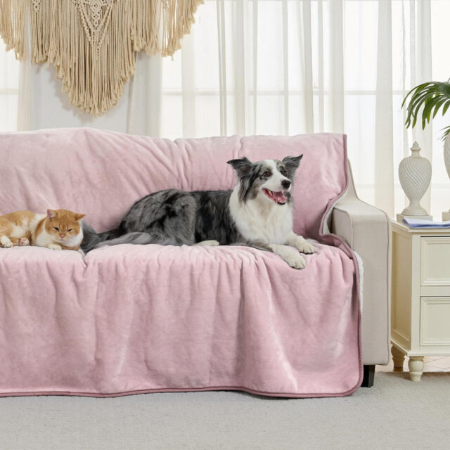 Waterproof Blanket For Bed Couch Sofa, Soft Liquid Pee Proof Pet Blanket For Dog Puppy Cat, Reversible Sherpa Fleece Blanket For Furniture Protector (