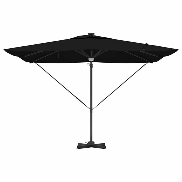 Roma Parasol with LED Strip Lights Aluminium and Polyester Garden Shade