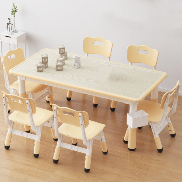 Andreja Kids 7 Piece Rectangular Play or Activity Table and Chair Set