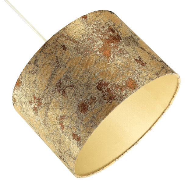 Designer Textured Gold And Jacquard Fabric Drum Lampshade By