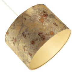 Designer Textured Gold And Jacquard Fabric Drum Lampshade By