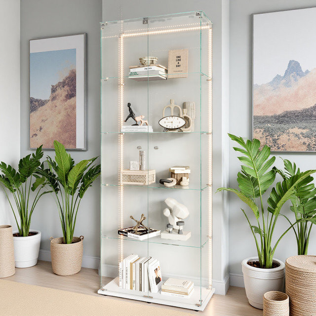 5‑Tiers Glass Display Cabinet with Lighting