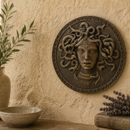 Medusa Round Wall Plaque Bronze Wall Décor