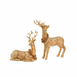 "6.7"" Gold Reindeer Figurines (2Pcs) - Christmas Indoor Decor"