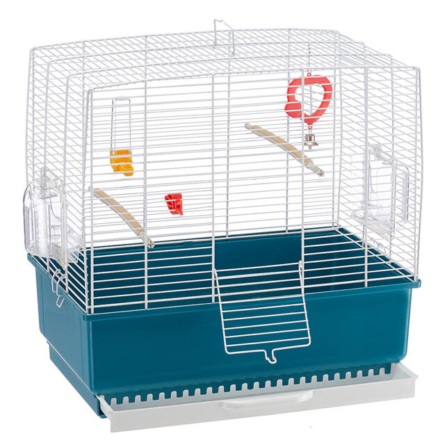 48.5 cm Iron and Plastic Top Table Top Bird Cage with Wheels with Stand with Perch with Tray