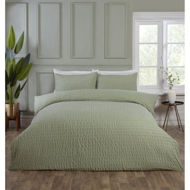 SEERSUCKER Cotton Blend Solid Colour Duvet Cover Set