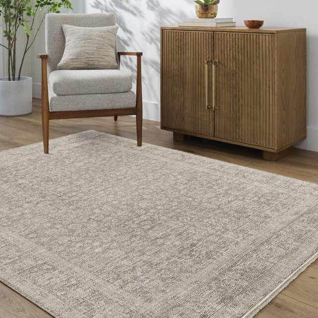 Galey Alix x Livabliss Maria Elena V-Vintage Ivory Brown Traditional Vintage Boho Fringe Living Dining Bedroom Rug
