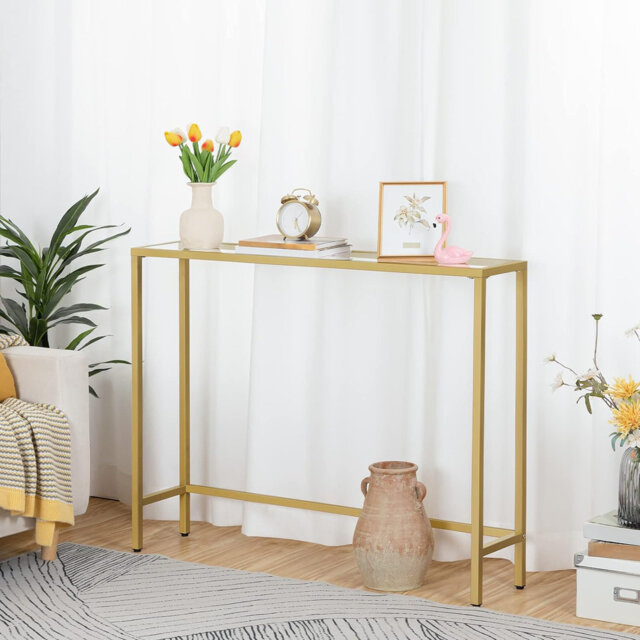 Sirine 100 Console Table With Tempered Glass Top