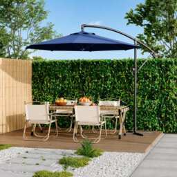 3M Cantilever Garden Parasol Heavy Duty with Crank and Tilt, UV Protection, Includes Cross Base