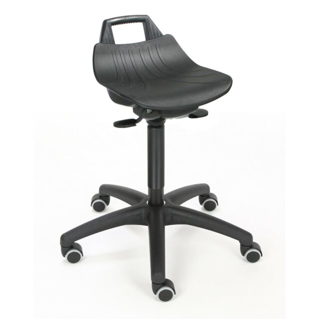 Adjustable Height Ergonomic Industrial Stool with Removable Casters/Wheels