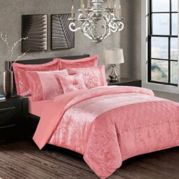 Santiago 3 Piece Crushed Velvet Duvet Cover Set Ultra Soft Luxurious and Easy Care Bedding