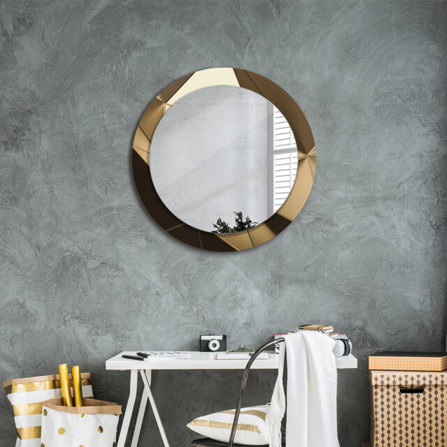 Huldar Round Glass Framed Wall Mounted Accent Mirror in Brown