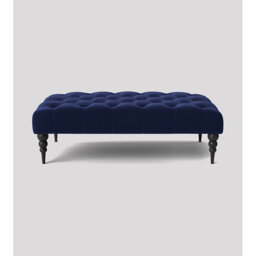 Alyana Rectangle Ottoman Bench with Wooden Legs - Plush Velvet Chesterfield Upholstered Footstool