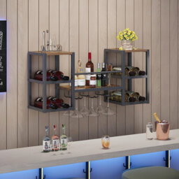 Wall Mounted Wine Bottle & Glass Rack