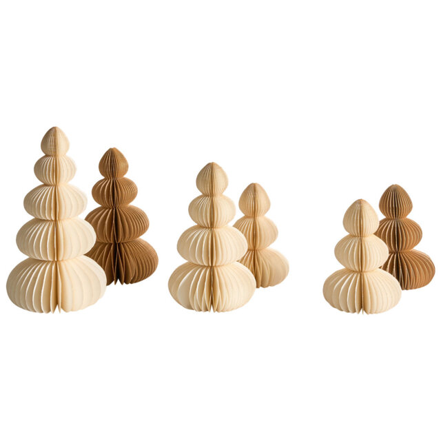 Set of 6 Christmas Decorations RANELVA Christmas Tree 14/19/25 cm Brown/ Beige