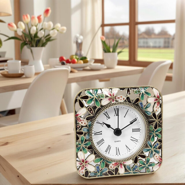 Vintage Floral Mini Tabletop Clock