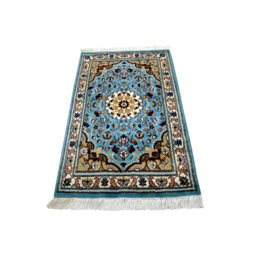 Gammage Kashan Oriental Hand Knotted Wool Blue/Beige/Brown Rug