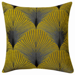 Art Deco Fan Cushion in Ochre and Silver
