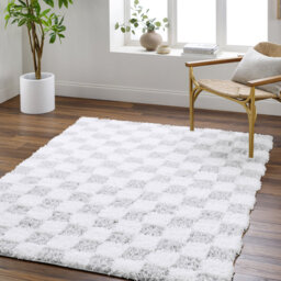 Theia Chevron Machine Woven Cream, Light Gray Area Rug