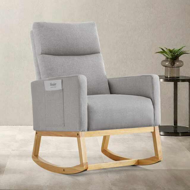 Linen Fabric+ Manufactured Wood Rocking Chair