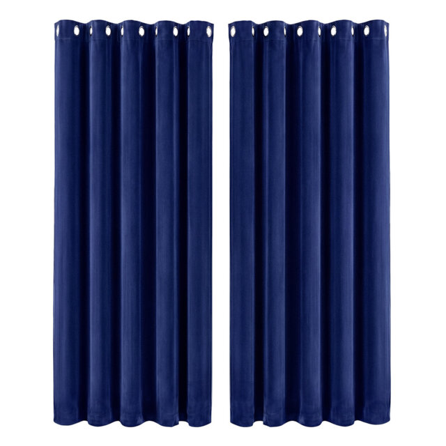 Thick Thermal Blackout Curtains Velvet 66x90 Inch Eyelet Ring Top Blue