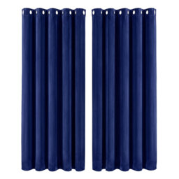 Thick Thermal Blackout Curtains Velvet 66x90 Inch Eyelet Ring Top Blue
