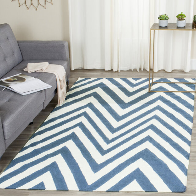 Leilani Handmade Flatweave Wool Blue/Ivory Rug