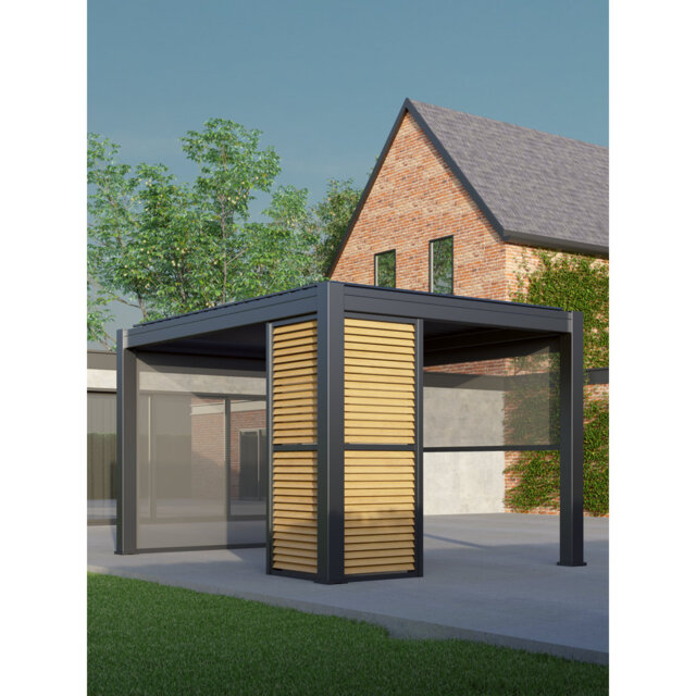 Saturn 2.5m x 4m Aluminium Anthracite Grey Pergola with Accessories