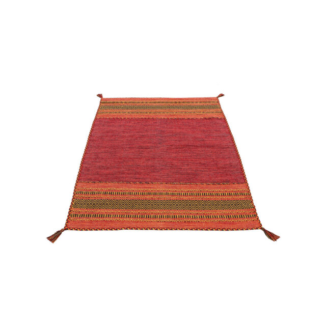Azizi Striped Hand Woven Cotton Red Rug