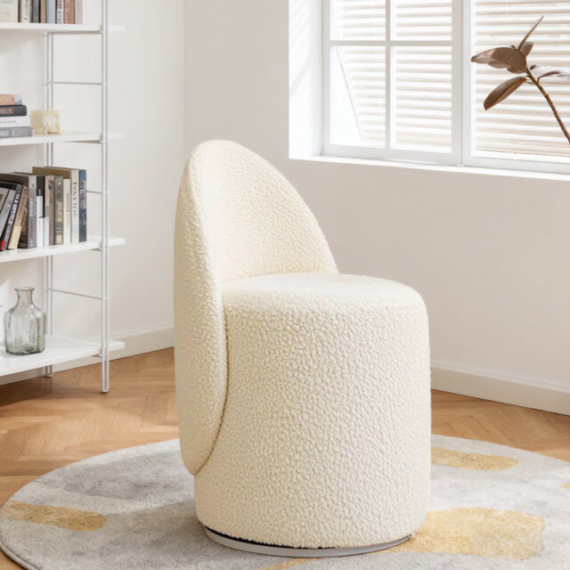 Nordic 360 ° Rotating Dressing Stool Bedroom Simple Backrest Dressing Table Home Makeup Stool, Suitable For Bedroom And Living Room
