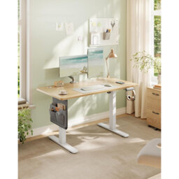Electric Standing Desk, Height Adjustable Desk, 140 X 60 Cm, Continuous Adjustment, Spliced Tabletop, 4 Memory Heights, Ink Black