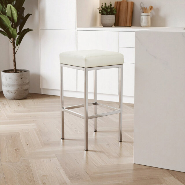 Avitable Yes Upholstered Bar Stool with Stainless Steel Frame