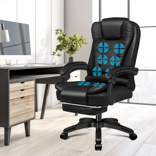 Office Chair Massage Heated Recliner Padded High Back Executive Gaming