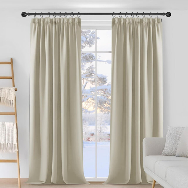Super Soft Thermal Insulated Room Darkening Curtains Light Beige 140 x 244 cm 2 Panels