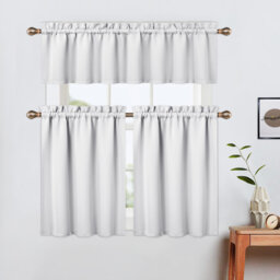 "Blackout Valance Kitchen Curtain – Short Thermal Room Darkening Rod Pocket Cafe Curtain, Noise Reducing & Light Blocking – Easy Care –26""*45""*2"