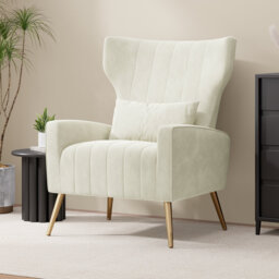 52cm Wide Elegant High-Back Armchair with Metal Legs Ideal Lounge Chair for Living Room & Bedroom