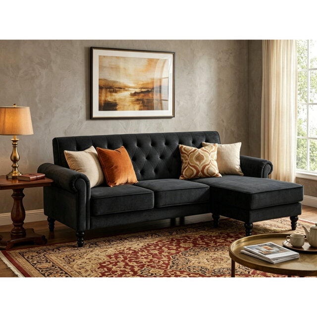 Petoskey 3 Seater Velvet Sofa & Chaise