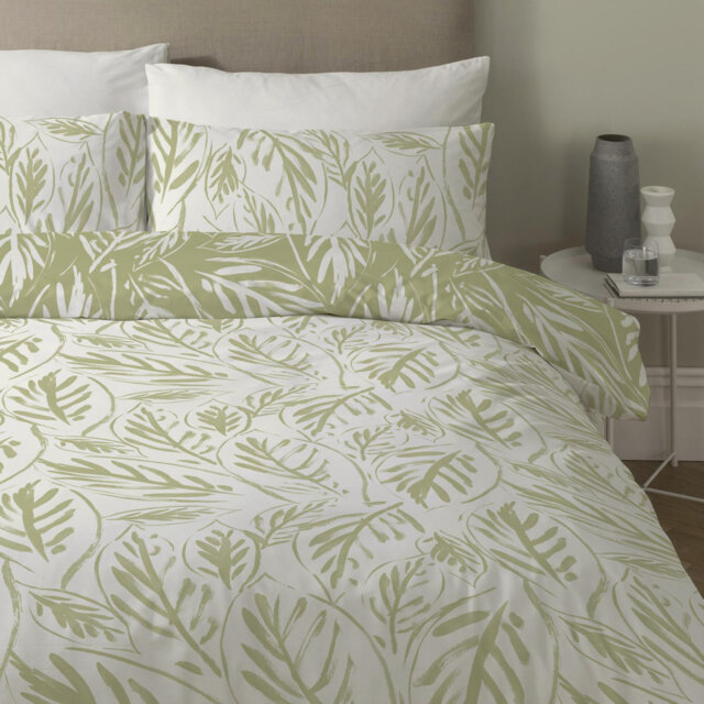 Cohoba Laura Leaf Print Reversible Duvet Cover Set with Pillowcases Quilt Cover Soft and Breathable