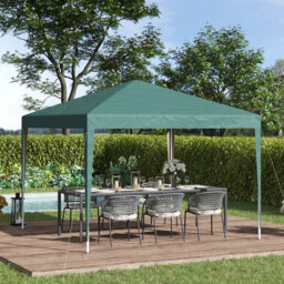 3m x 3m Green Pop-Up Gazebo with Adjustable Height, Weather-Resistant Silver Coated Oxford Fabric Canopy and Carrying Bag for Outdoor Events