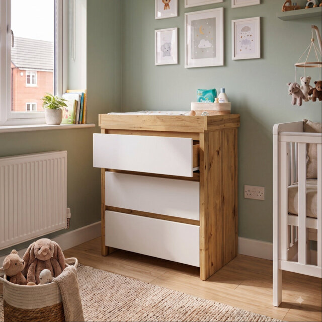 3-Drawer Baby Changing Table with Raised Changing Top