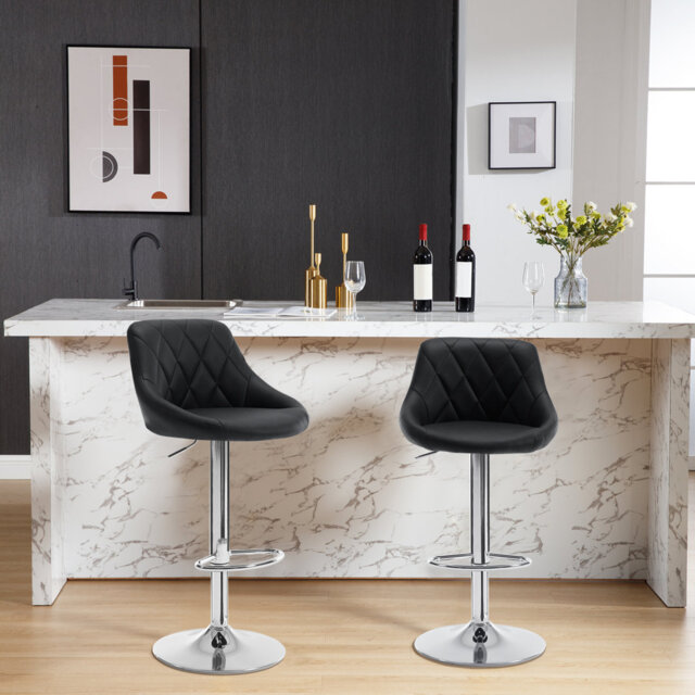 Swivel Upholstered Adjustable Height Counter Stool with Metal Frame