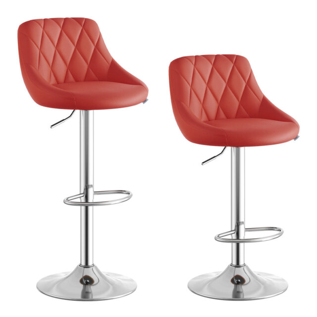 Swivel Upholstered Faux Leather Adjustable Height Bar Stool
