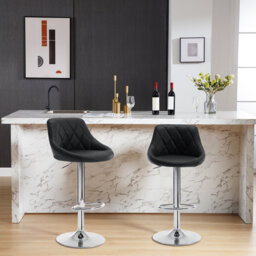 Swivel Upholstered Adjustable Height Counter Stool with Metal Frame