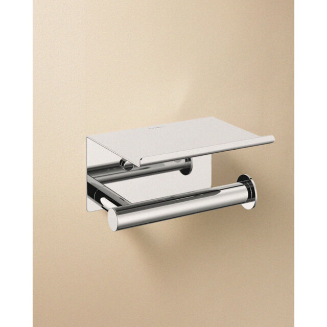 Belfry Bathroom Toilet Roll Holder made of Metal w/ Cover & Silver Finish