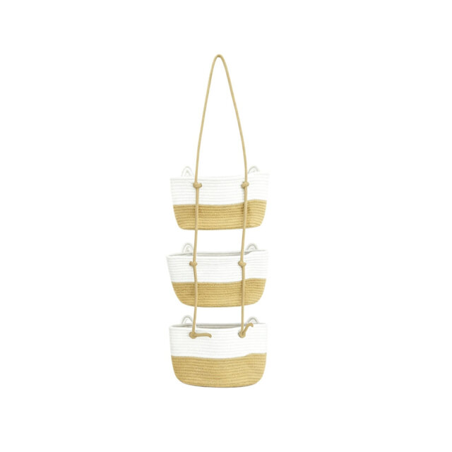 3-Tier Wall Hanging Cotton Rope Baskets, Large Decorative Hanging Baskets for Bathroom