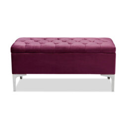 Modena Wide Velvet Tufted Rectangle Ottoman Storage Bench with Legs, Upholstered Multi-Function Footstool Bench for Living Room & Bedroom