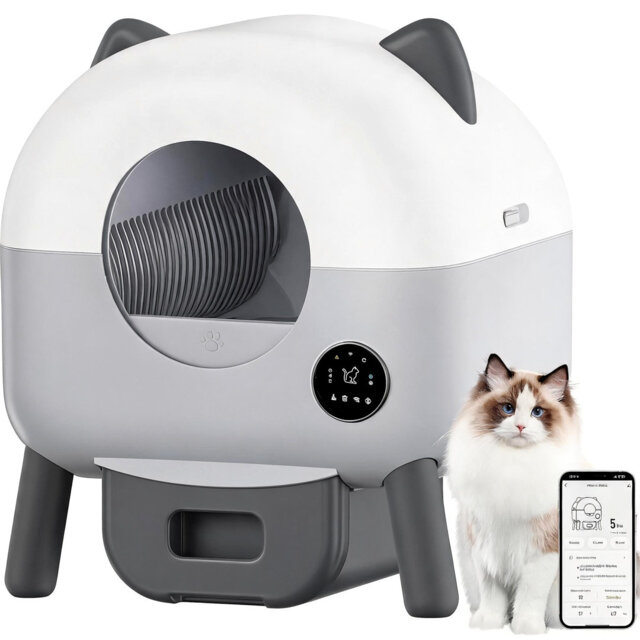 76L Self-Cleaning Automatic Cat Litter Box with App Control - Anti-Pinch Safety Sensors - Odour Control Quiet Motor - Sleep Mode & Adjustable Ambient